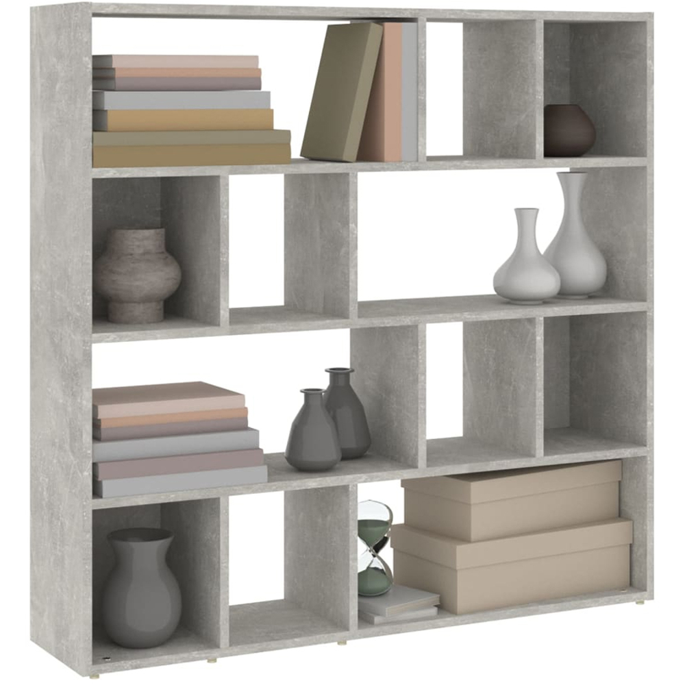 vidaXL 12 Shelf Concrete Grey Bookcase Image 3