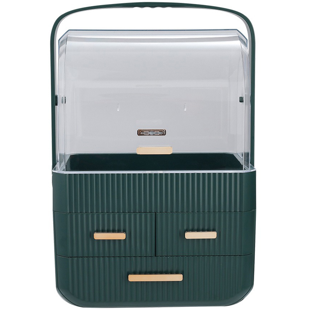 Living and Home 3 Drawer Makeup Storage Organiser with Transparent Lid and Handle Image 3