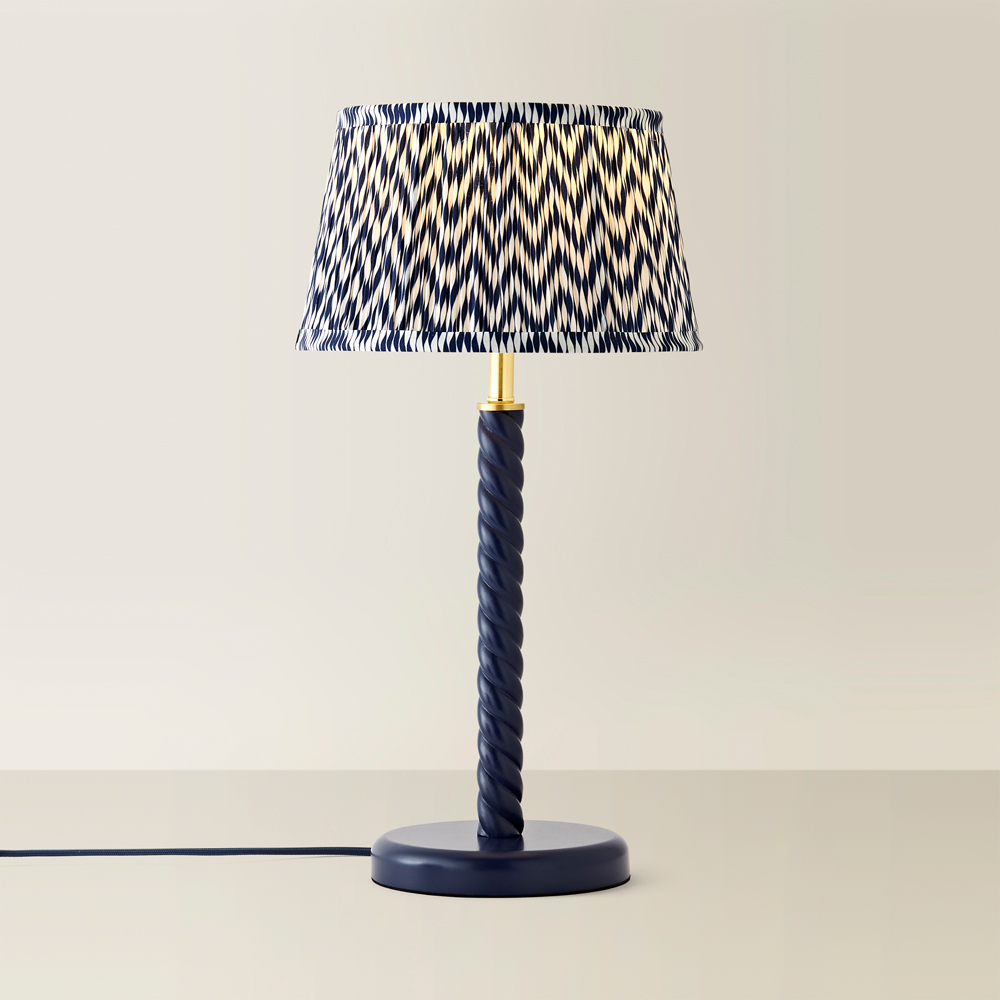 ValueLights Amara Blue Chevron Pleated Shade Navy Twist Table Lamp with Bulb Image 3