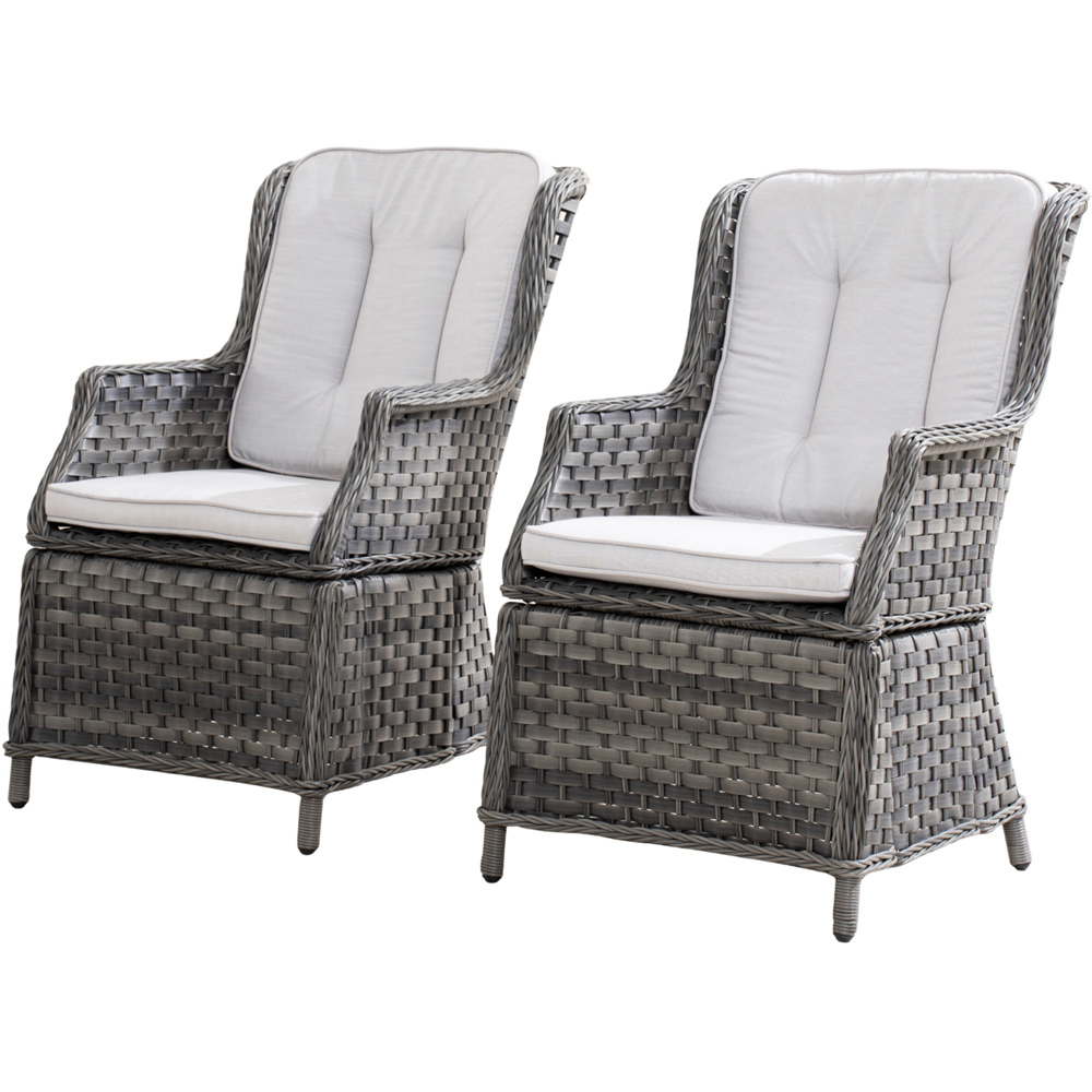 Direct Wicker Set of 2 Grey Double-Woven PE Rattan Aluminium Garden Chairs Image 2