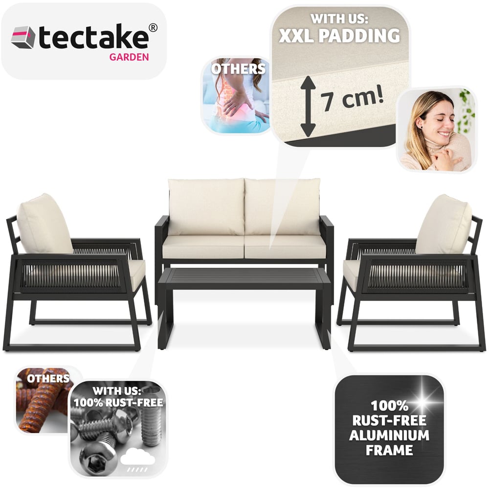 tectake 4 Seater Anthracite Aluminium Dining Set Image 4