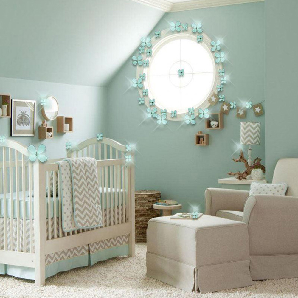 Walplus 3D Luxury Mint Crystal Flower Wall Stickers Image