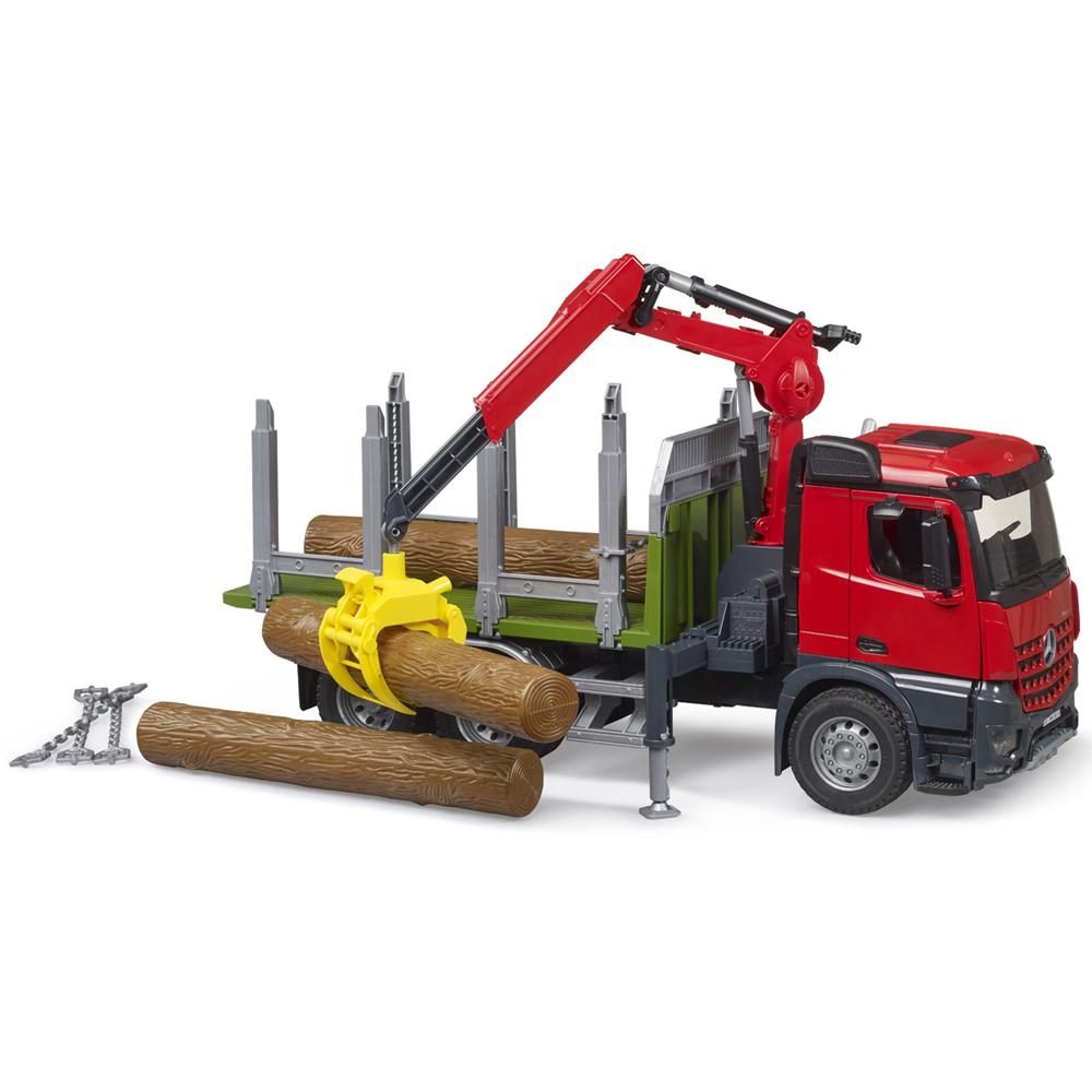 Bruder Mercedes-Benz Arocs Timber truck with Loading Crane Grab and 3 Trunks Image 2