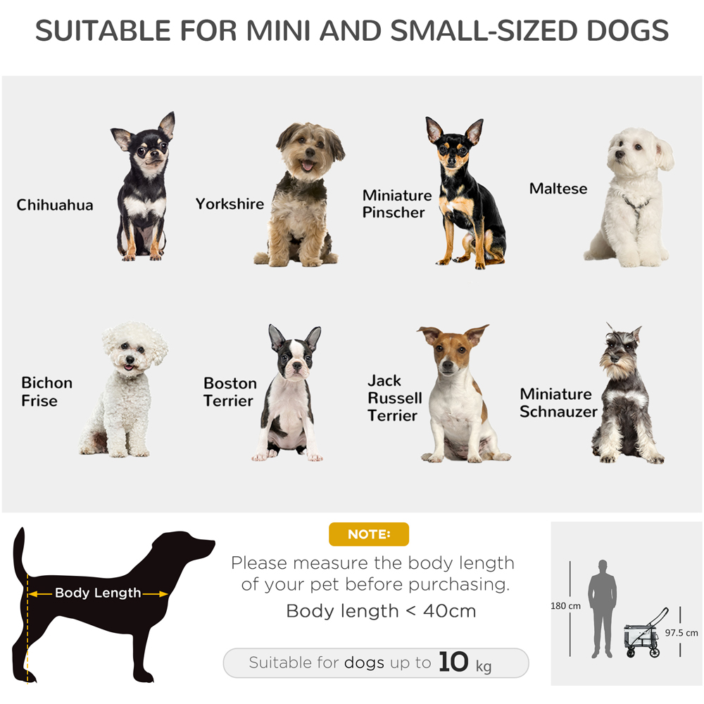 PawHut Grey Foldable Pet Stroller with Detachable Carrier Image 6