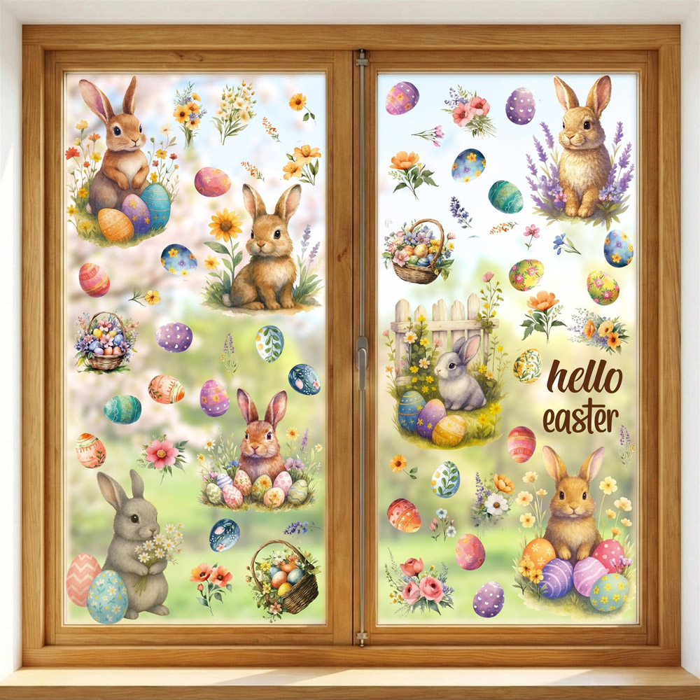 Walplus Easter Bunny Garden Window Cling Sticker Set 72 Piece Image 8