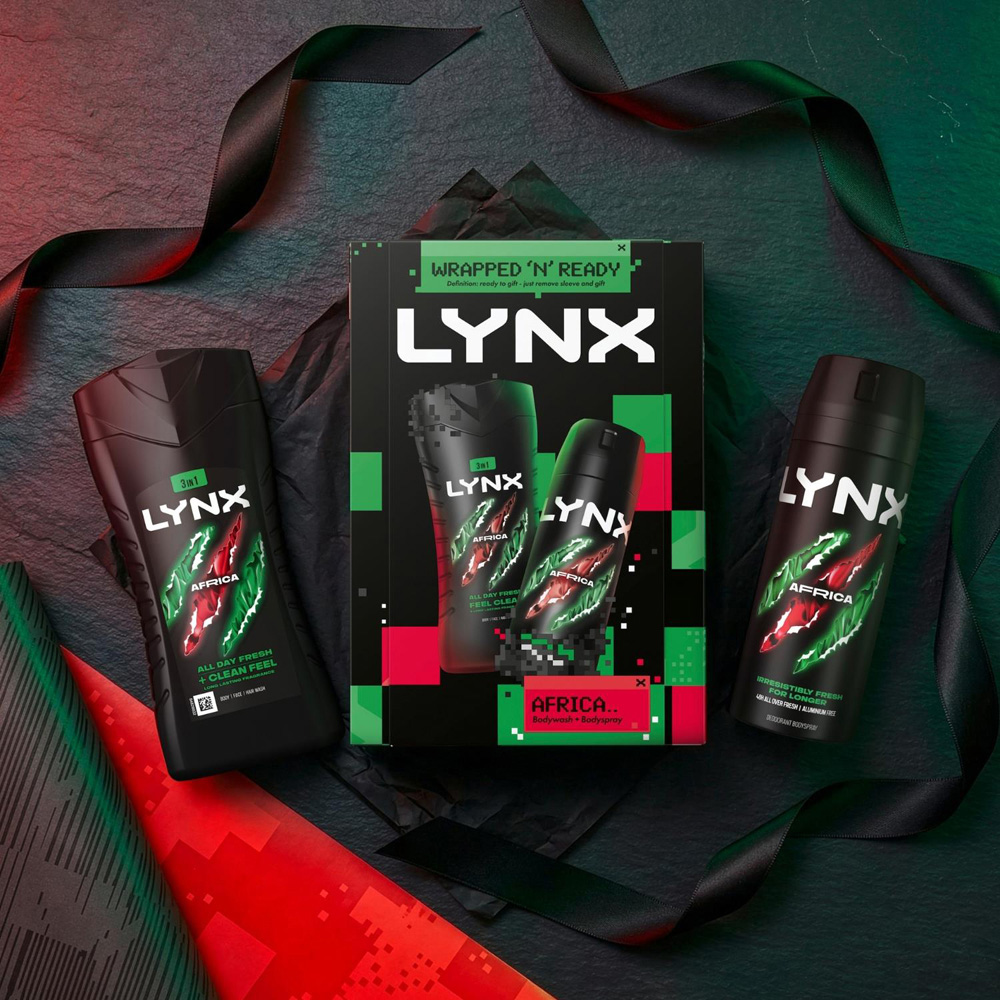 Lynx Africa Men's Body Wash and Body Spray Gift Set 2 Piece Image 2