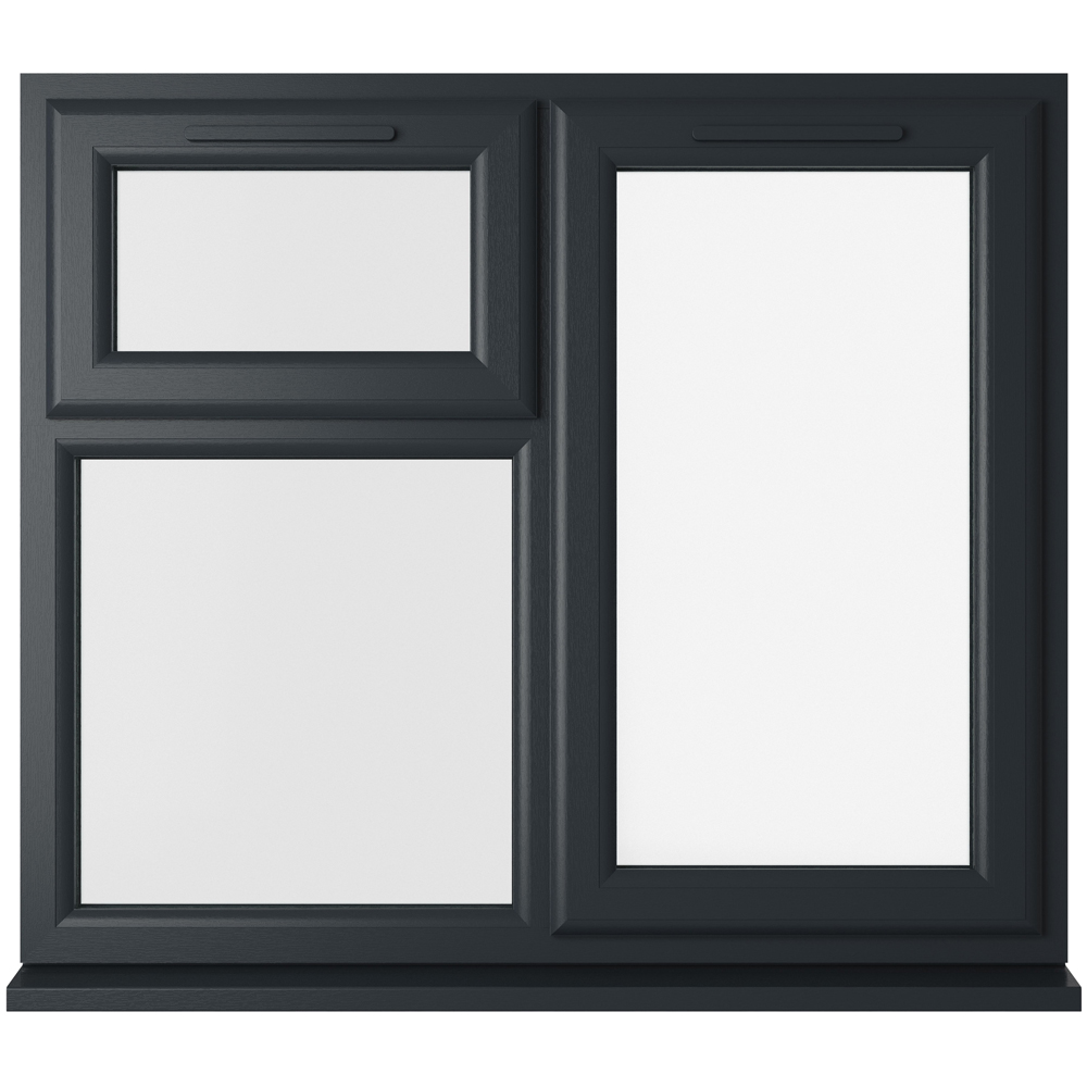 Crystal uPVC Double Glazed Window RH Side Hung and Top Opener Grey White Clear Glass 1190x965mm Image 1