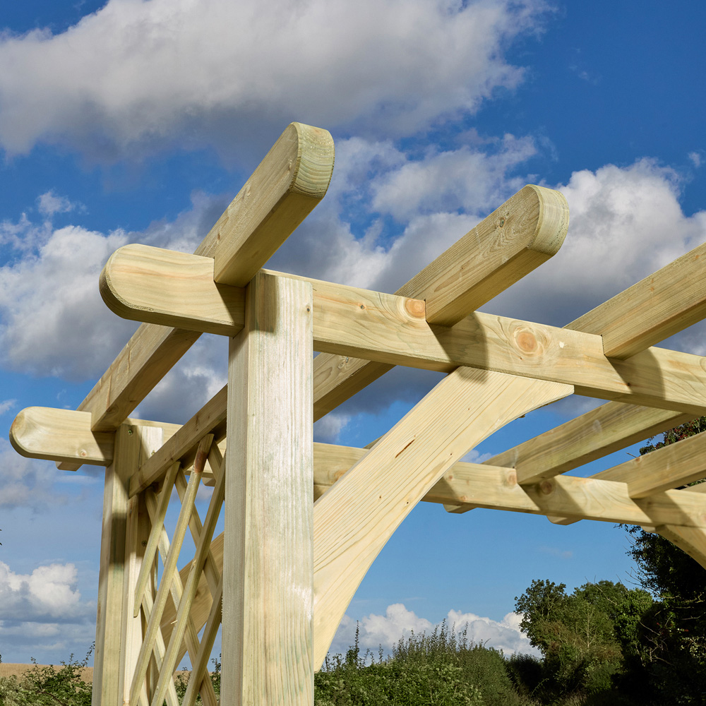 Rowlinson Cheltenham Grand 7 x 4ft Natural Wooden Garden Arch with Lattice Sides Image 3