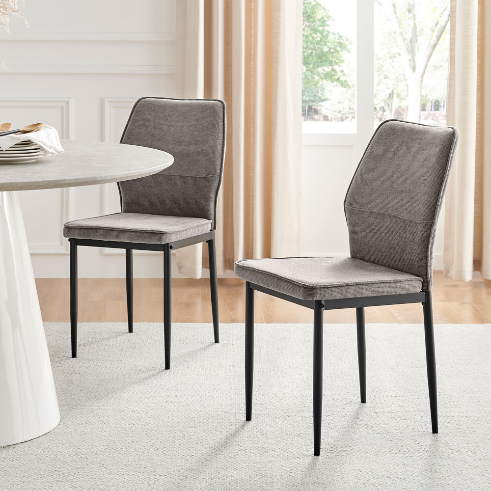 Furniturebox Remi Set of 2 Taupe and Black Textured Weave Dining Chairs Image 4