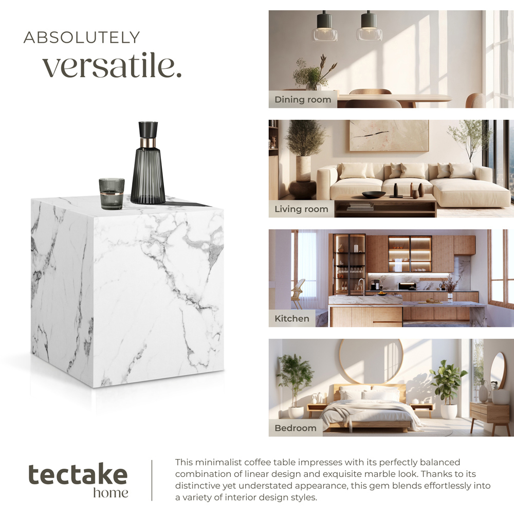 Tectake Lasley White Marble Cube Design Coffee Table Image 5