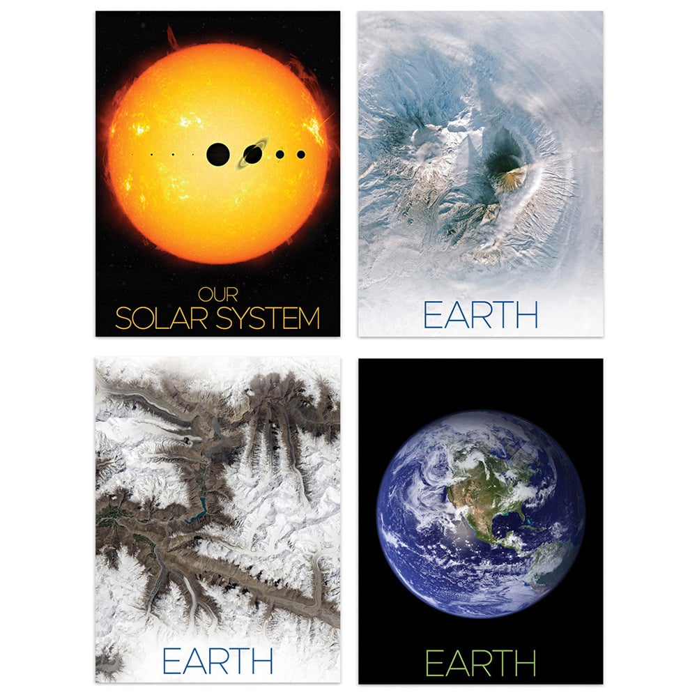Artery8 NASA Solar System Sun Planet Earth Images from Space Wall Art Print 30 x 41cm 4 Pack Image 1