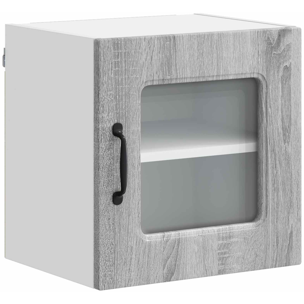 vidaXL Kalmar Single Glass Door Grey Sonoma Wall Mounted Kitchen Cabinet Set of 2 Image 5