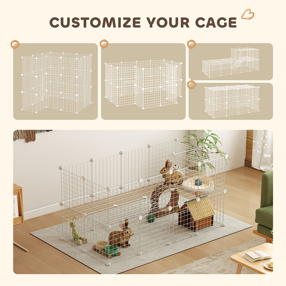 PawHut 36 Panel White Small Animal DIY Pet Playpen Image 6