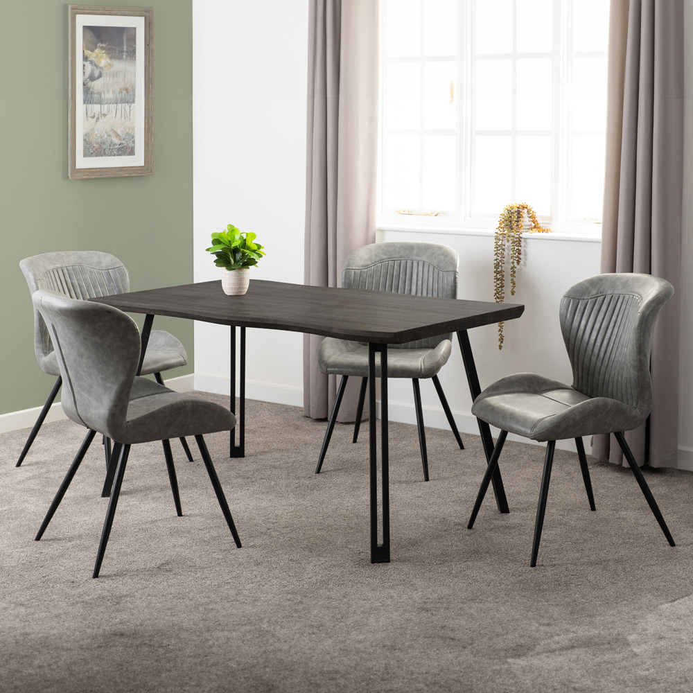 Seconique Quebec 4 Seater Wave Edge Dining Set Black and Grey Image 1