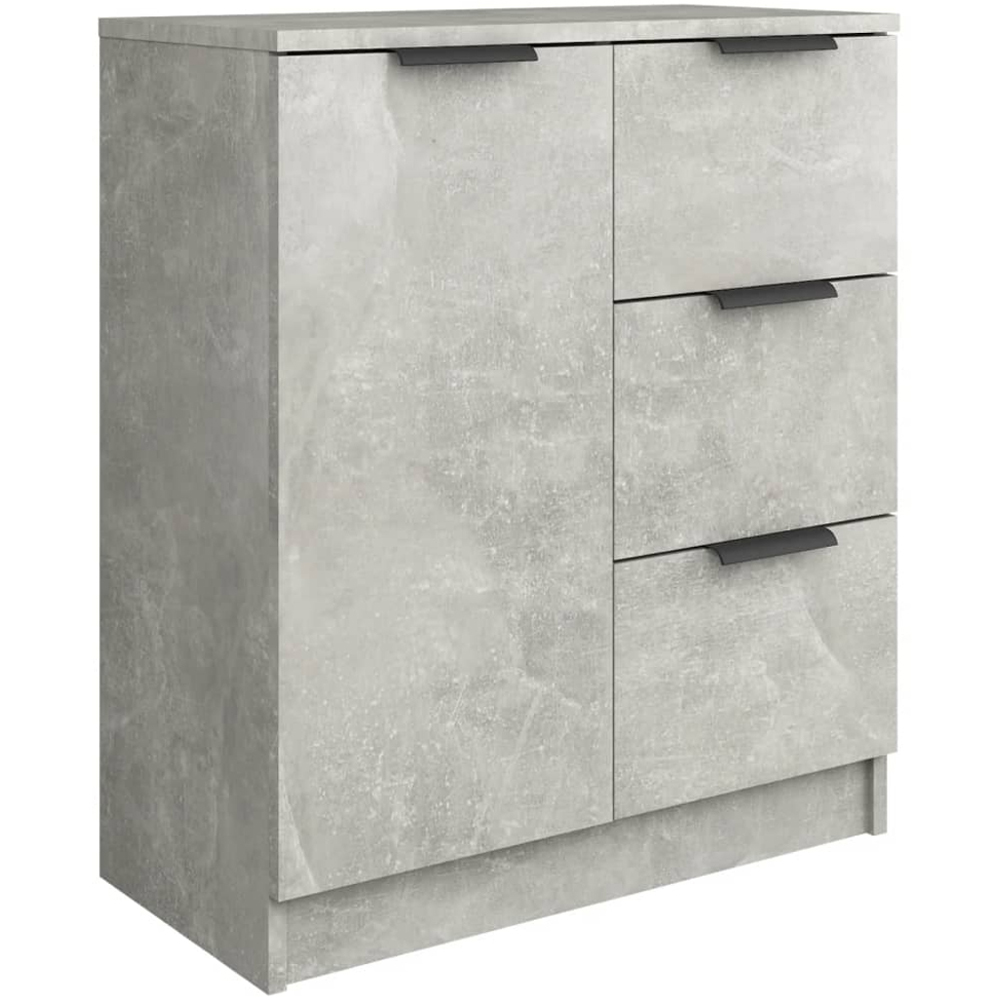 vidaXL Single Door 3 Drawer Concrete Grey Wooden Sideboard Image 2