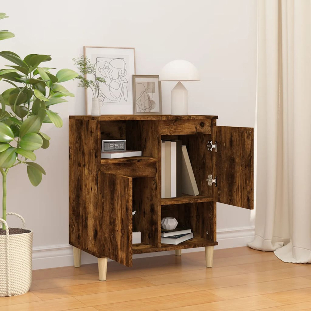 vidaXL 2 Door 2 Shelf Smoked Oak Sideboard Image 8