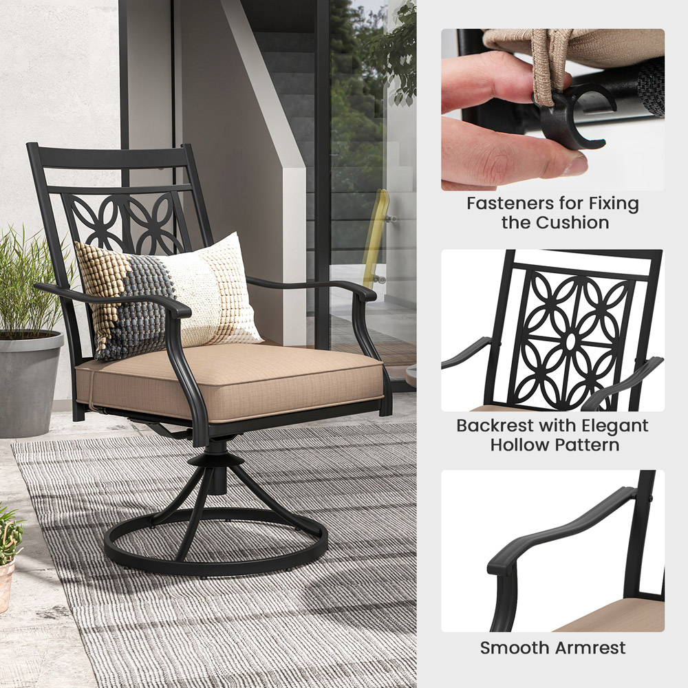 Costway 2 Seater Khaki Swivel Outdoor Bistro Chair Image 6
