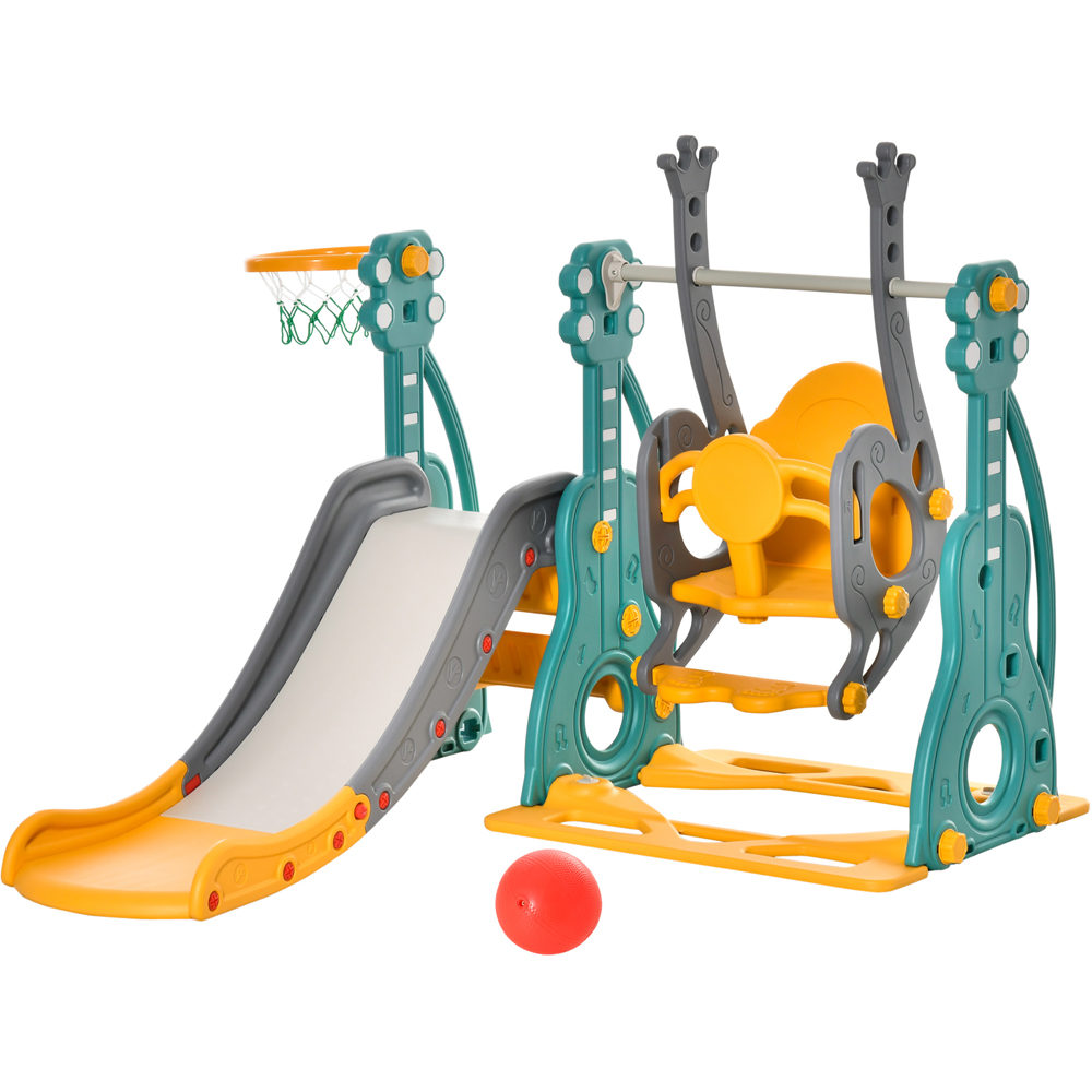 Tommy Toys Kids 3 in 1 Swing and Slide Play Set with Basketball Hoop Image 1