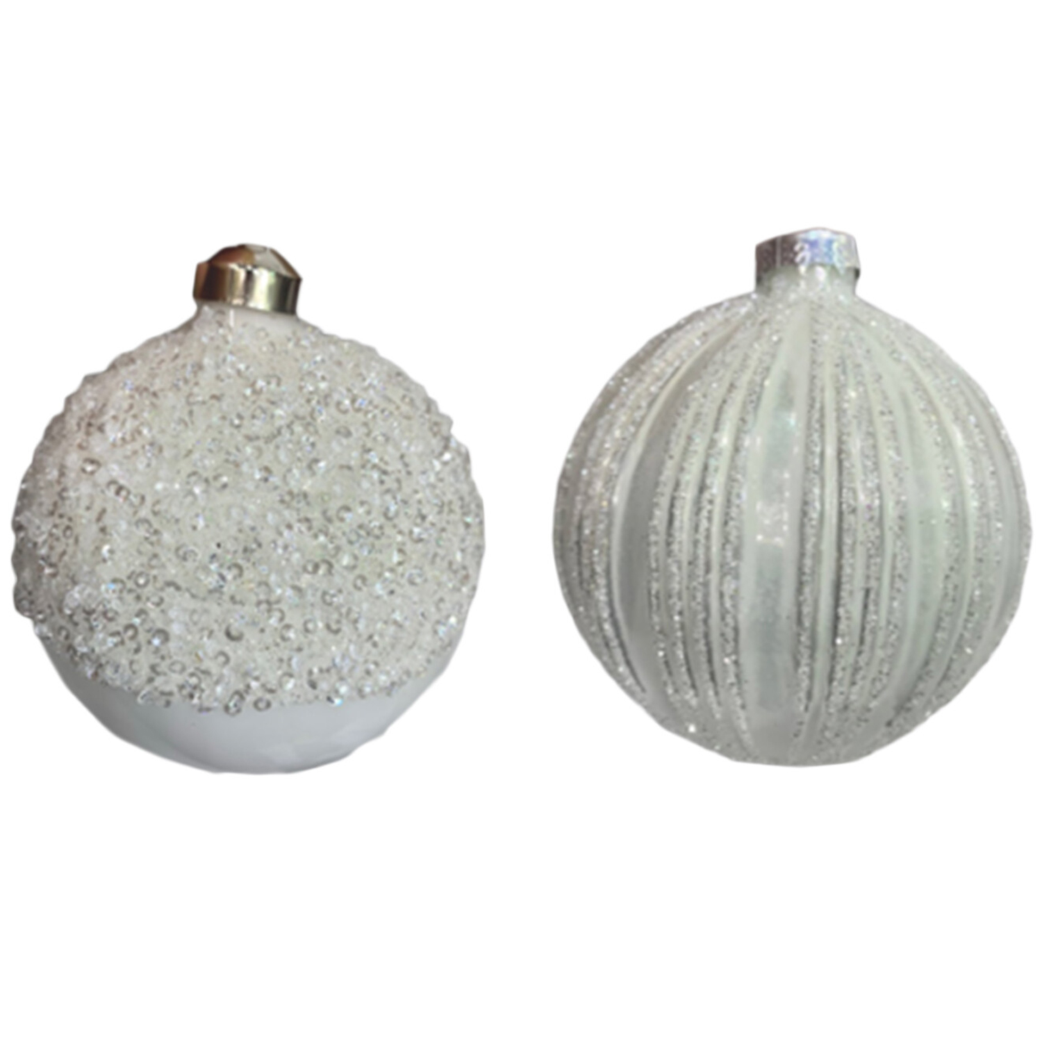 Single Mistletoe Cottage White Glitter Topped Bauble in Assorted styles Image