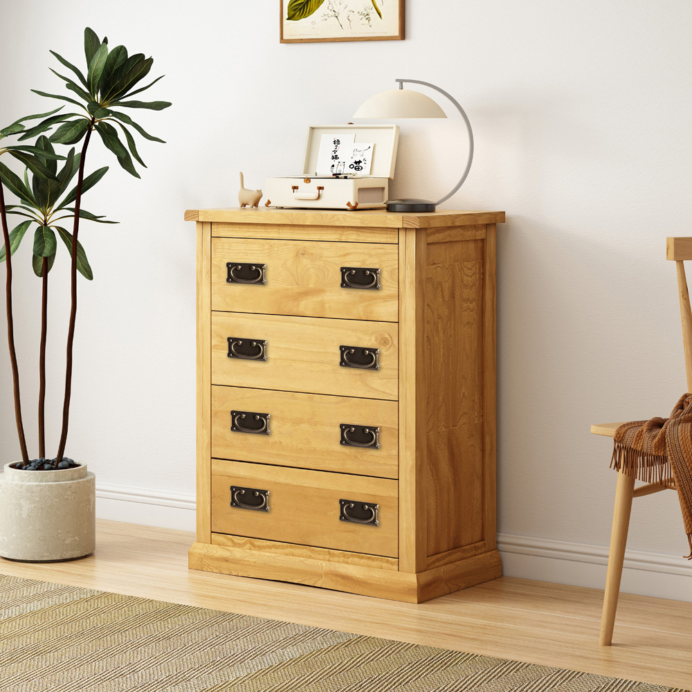Cabinet Bits Lucca 4 Drawer Antique Wax Brass Drop Handle Chest of Drawers Image 8