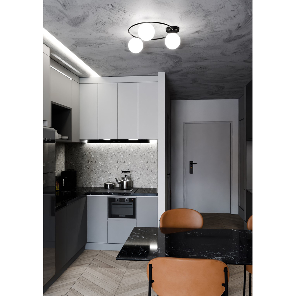 Emibig Sopra 3 Light White Shade Black E14 Ceiling Light Image 8