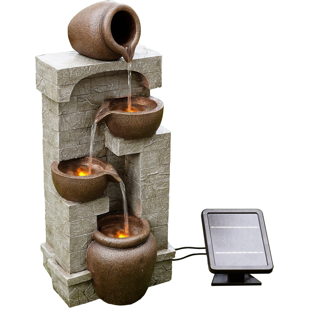 Teamson Home 4-TierLED Solar Powered Wall Waterfall Fountain with 2 Pots and 2 Bowls Image 3