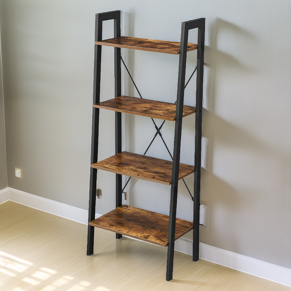 Walnut 4 Shelf Ladder Bookcase Image 1