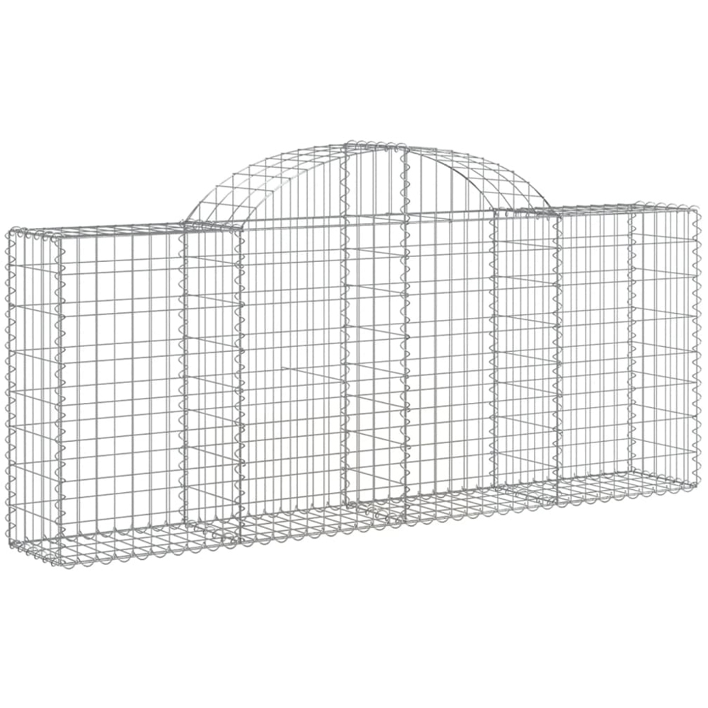 vidaXL Silver Galvanised Iron Arched Gabion Basket 200 x 30 x 80/100cm 25 Pack Image 1
