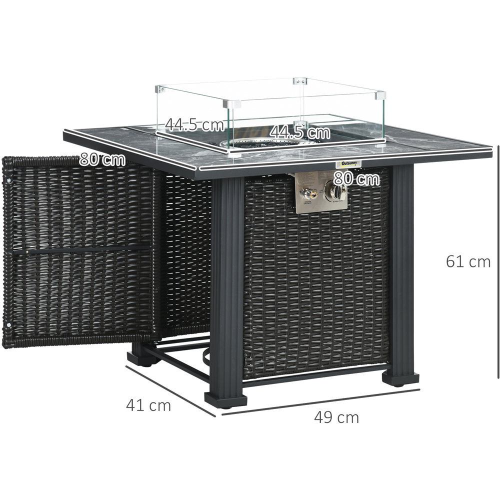 Outsunny Black Rattan Fire Pit Table with 50000 BTU Burner Image 7