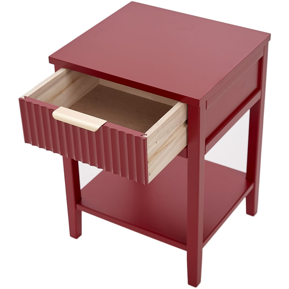 Monti Single Drawer Red Bedside Table Image 5