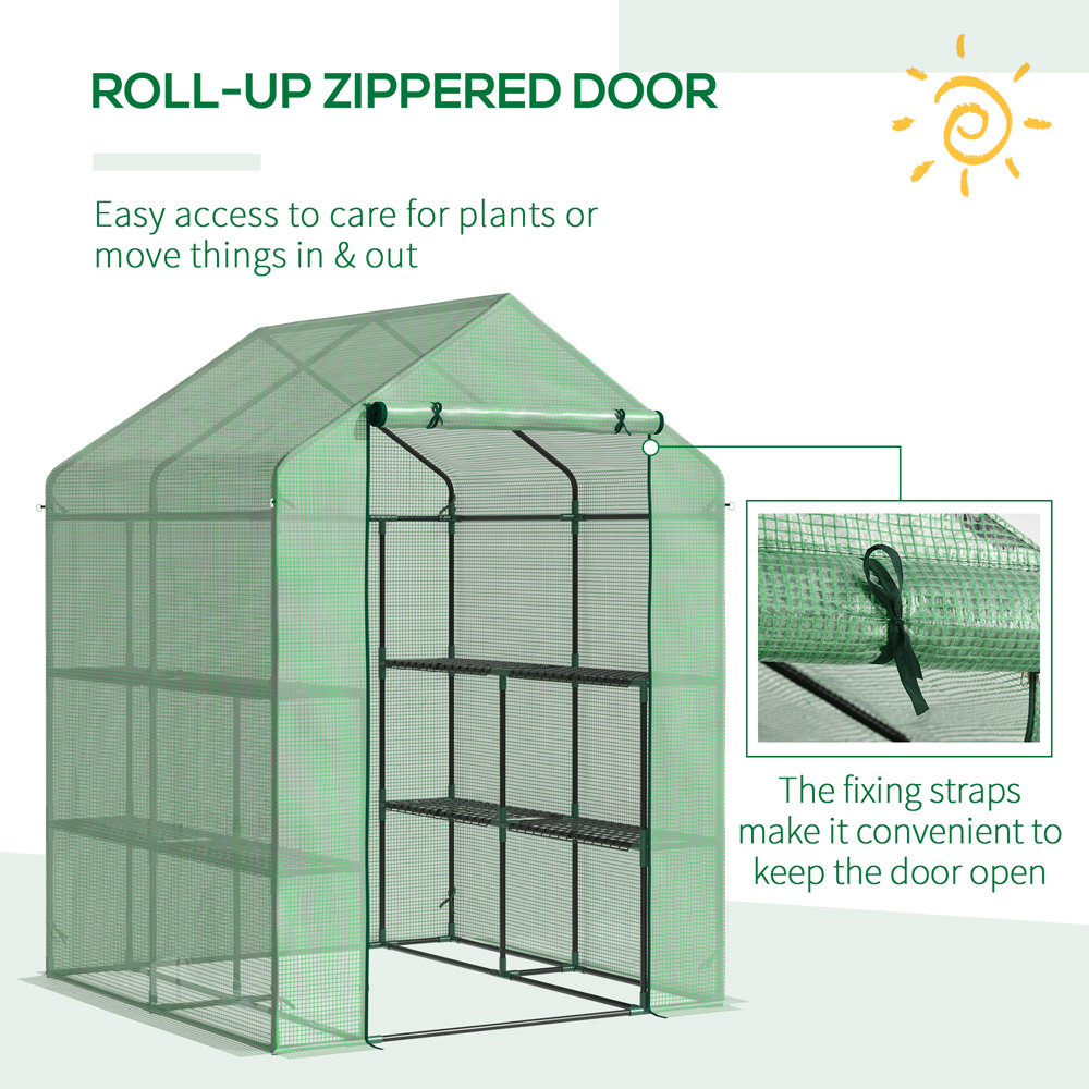 Outsunny Green 4 x 4ft 2-Tier Greenhouse Image 5