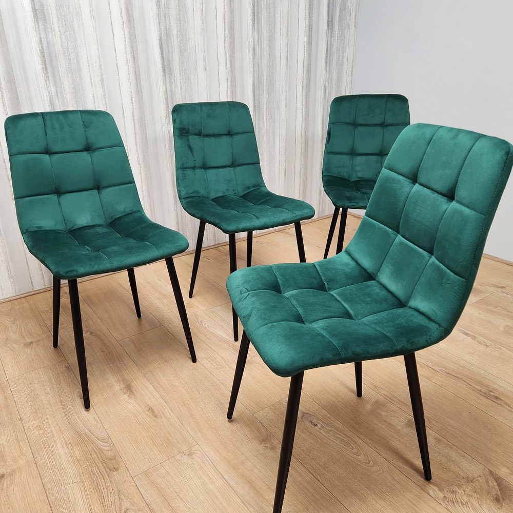 Denver Set of 4 Green Velvet Dining Chairs Image 6