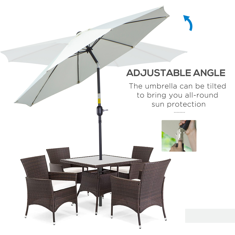 Outsunny Cream White Crank and Tilt Parasol 2.65m Image 5