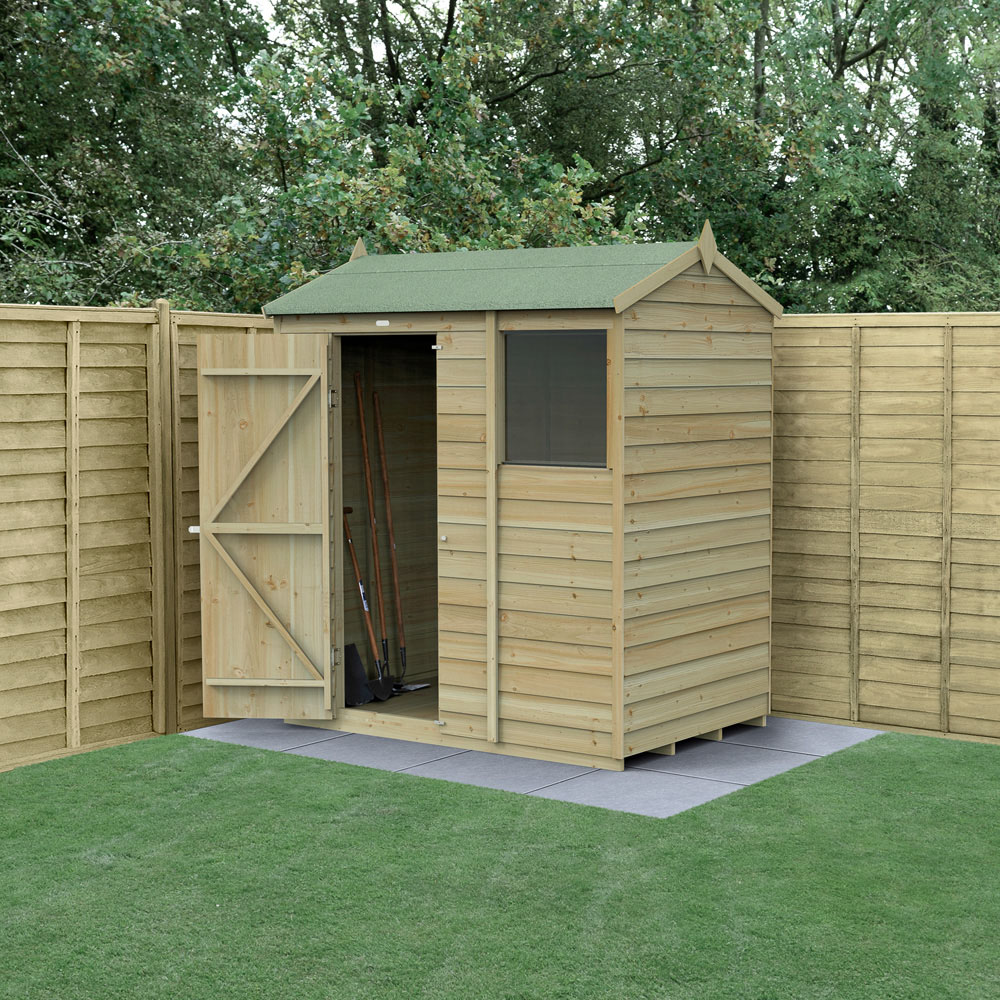 Forest Garden 4LIFE 6 x 4ft Single Door Single Window Reverse Apex Shed Image 2