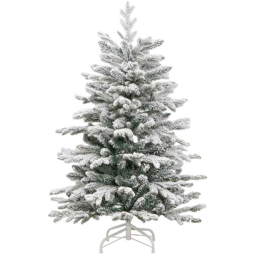 vidaXL Pre-Lit Gold Baubles White Artificial Snow Flocked Christmas Tree 5ft Image 5