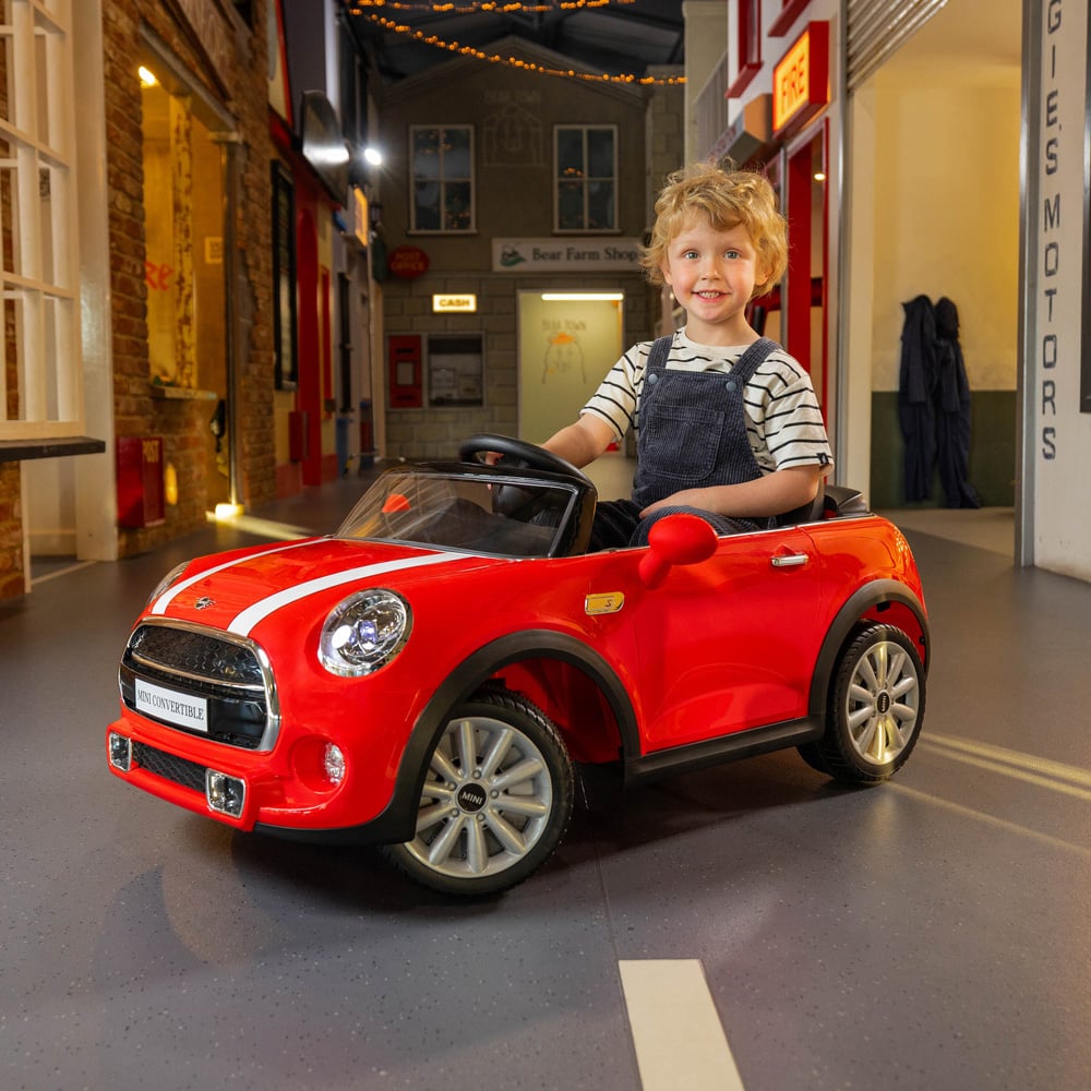 Xootz Red Kids Mini Cooper Convertible Ride-On Car Image 2