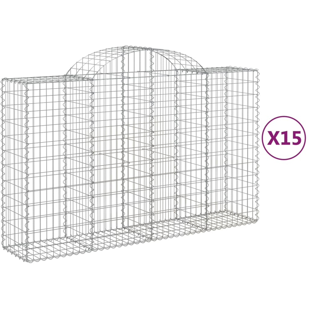 vidaXL Silver Galvanised Iron Gabion Basket 200 x 50 x 120/140cm 15 Pack Image 4