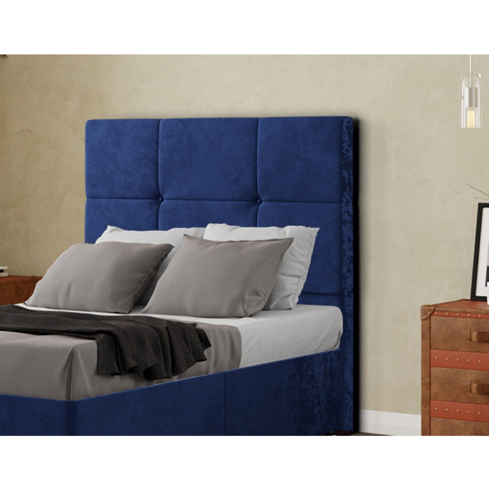 Eleganza Jacob Double Navy Plush Floor Standing Headboard Image 4