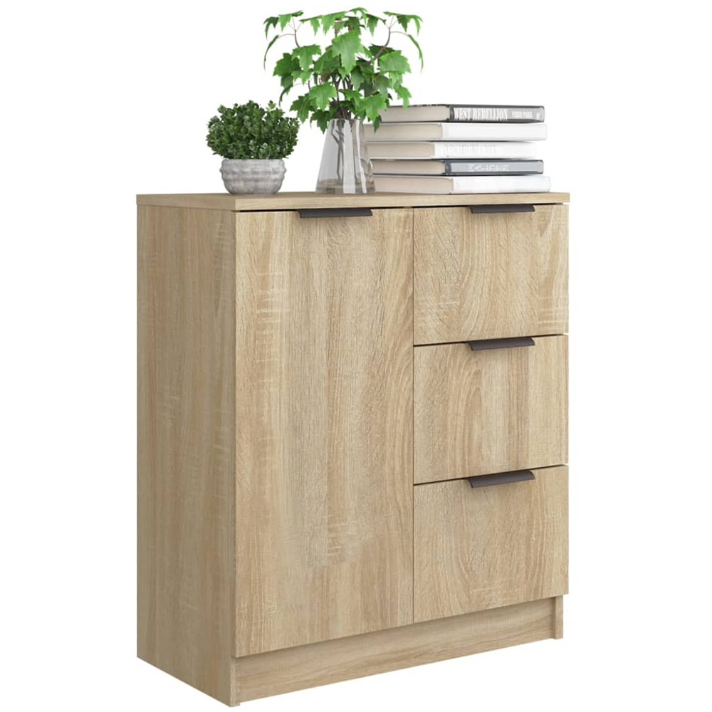 vidaXL Single Door 3 Drawer Sonoma Oak Sideboard Image 7