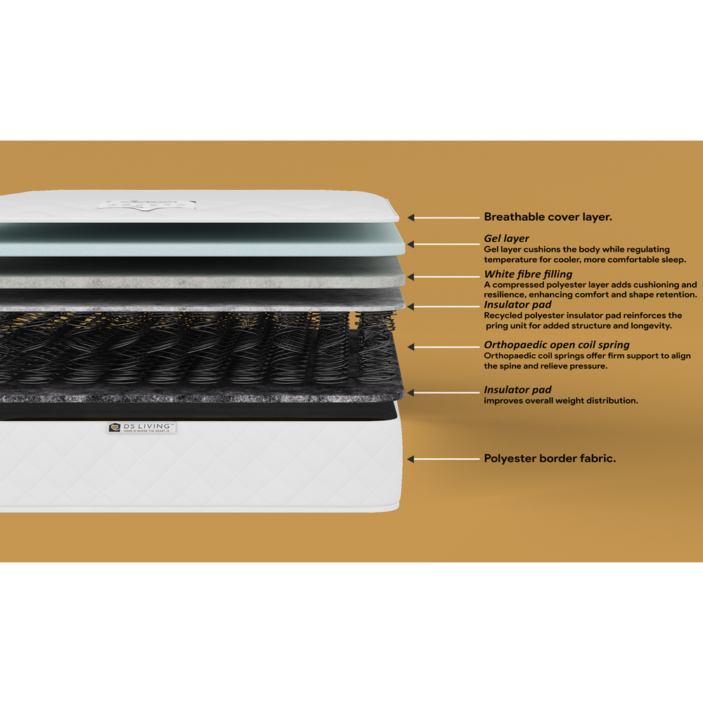 DS Living Glacier Nightfall Super King Size Gel Enhanced Bonnell Spring Mattress Image 7