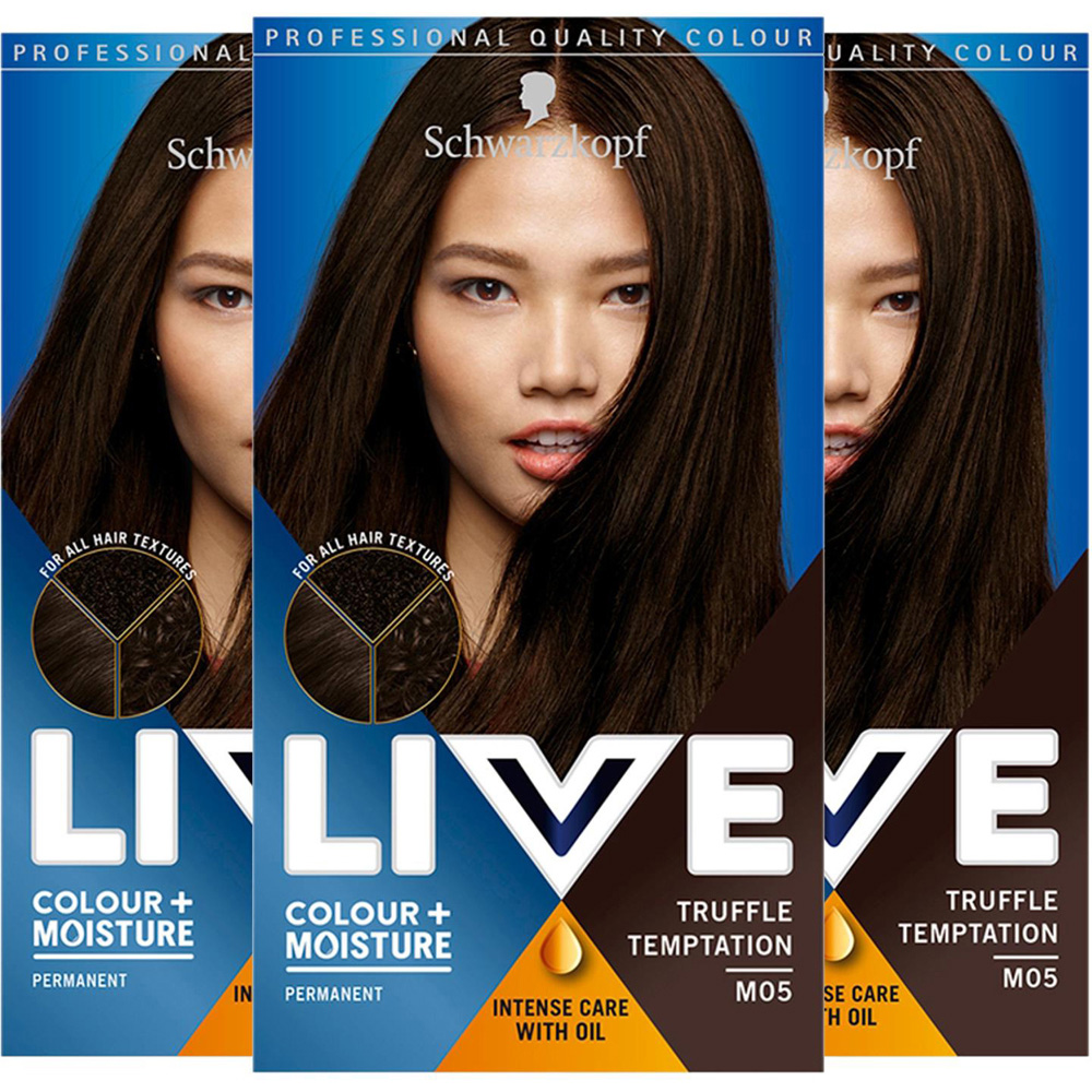 Schwarzkopf Live Colour + Moisture Permanent Colour Hair Dye 3 Pack Image 1