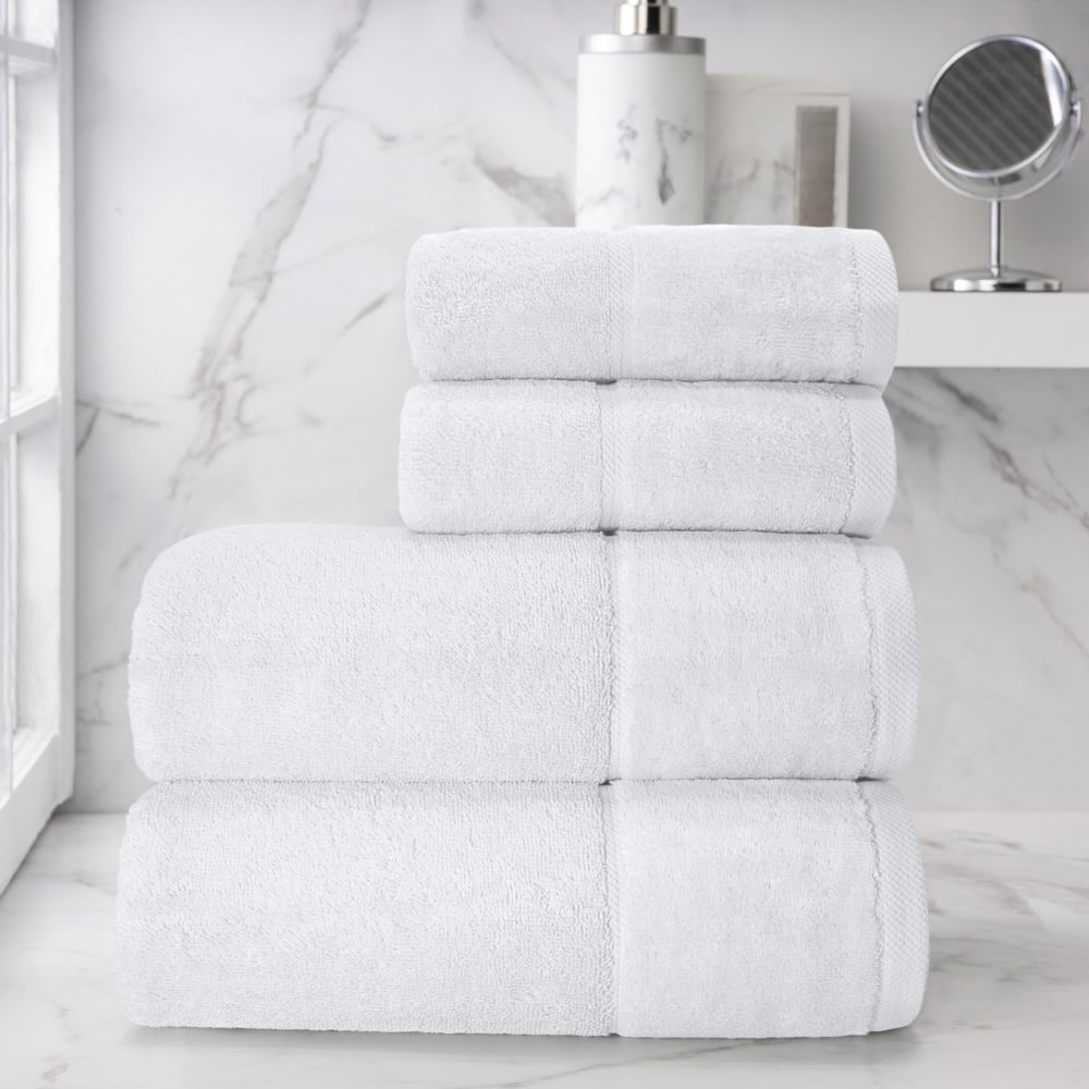 Velosso Velour Plush Cotton White Hand Towel 2 Pack Image 3