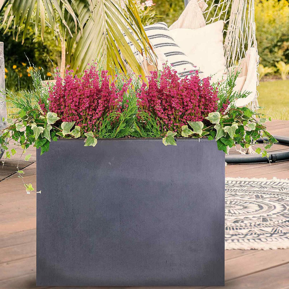 wilko Narrow Faux Lead Dark Grey Light Concrete Outdoor Planter 50.5cm Image 3