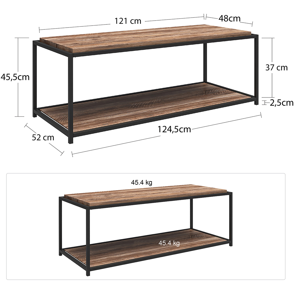Dorel Quincy 2 Shelf Weathered Oak Coffee Table Image 7
