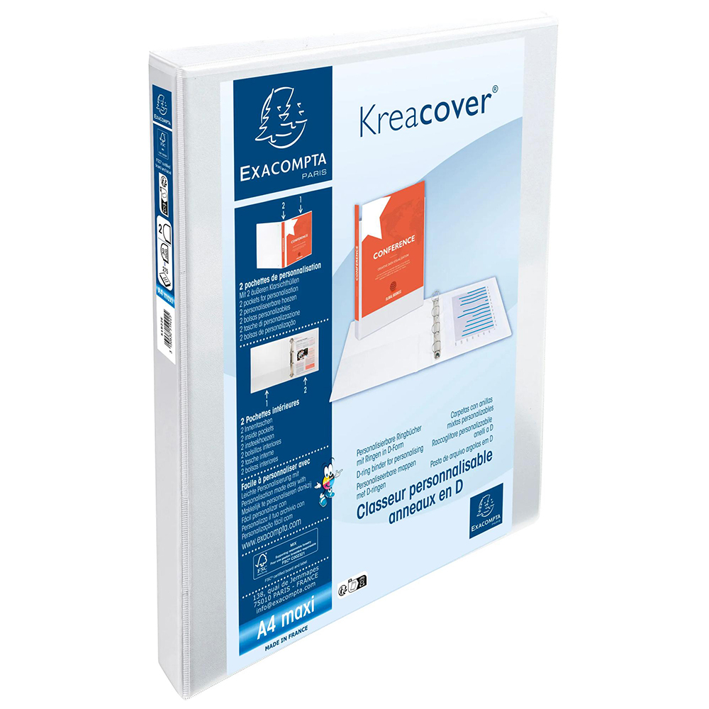Exacompta KreaCover White 2 Ring Binder 30mm 10 Pack Image 2