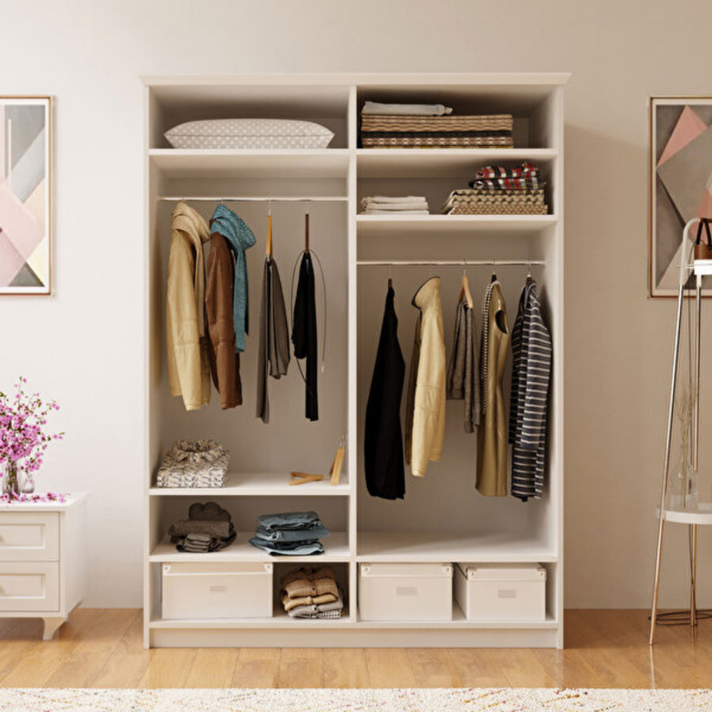 Evu Charlotte 4 Door White Mirror Wardrobe Image 4