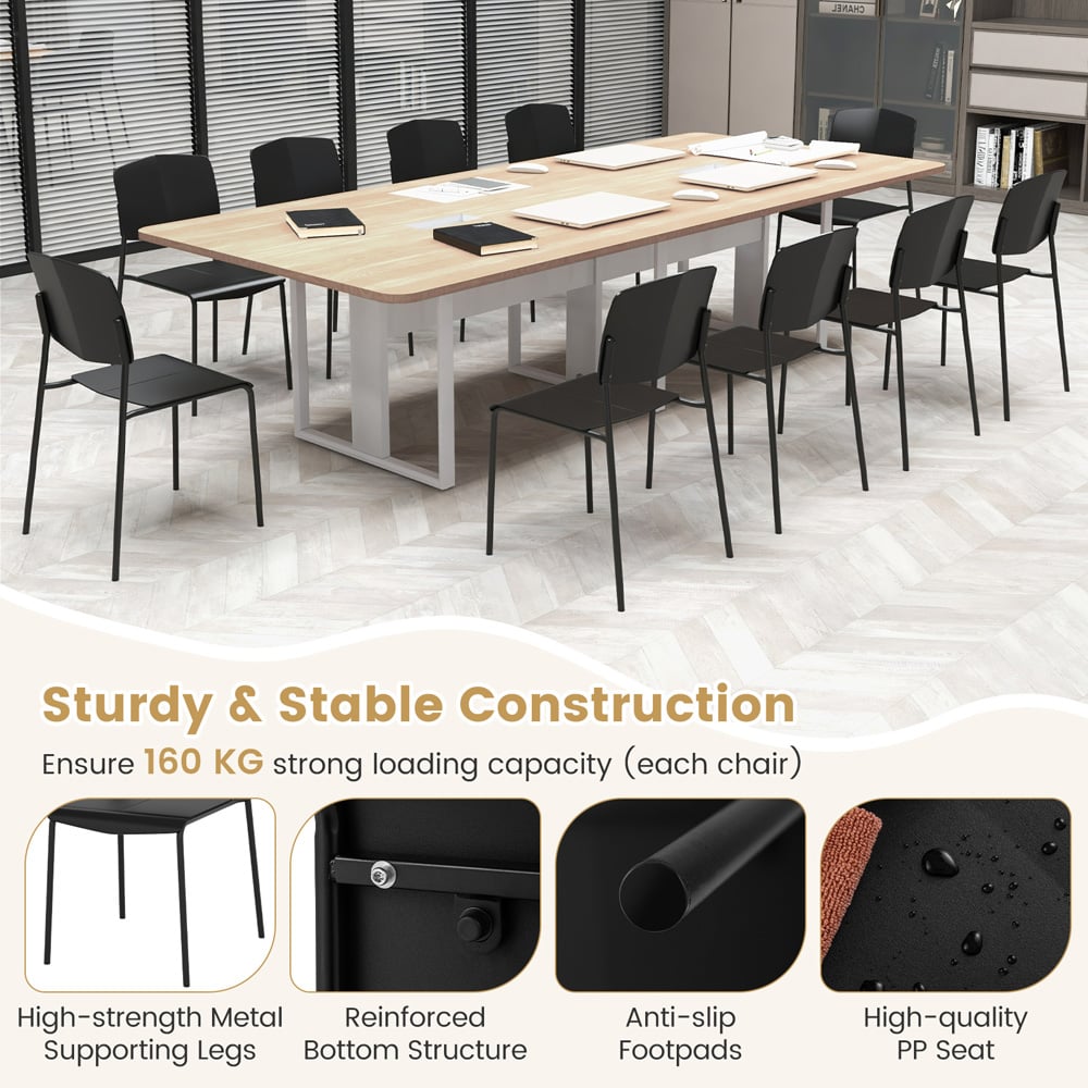 Costway Set of 4 Black Stackable Dining Chairs Image 8