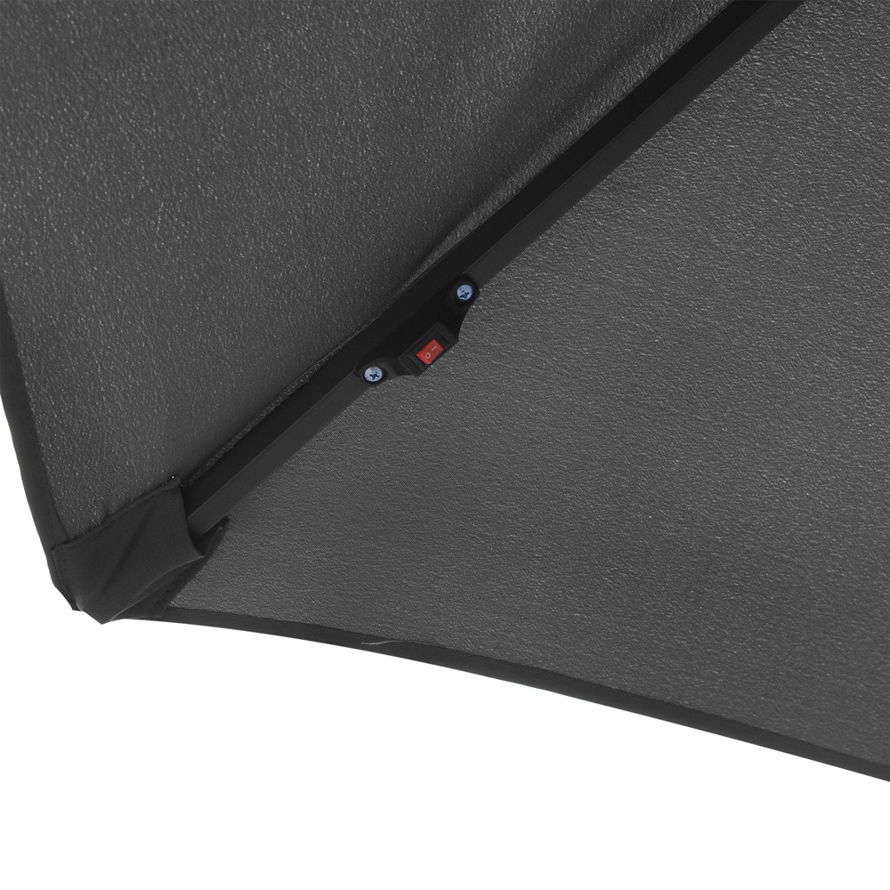 Outsunny Black Solar LED Crank Handle Cantilever Banana Parasol with Cross Base 3m Image 4