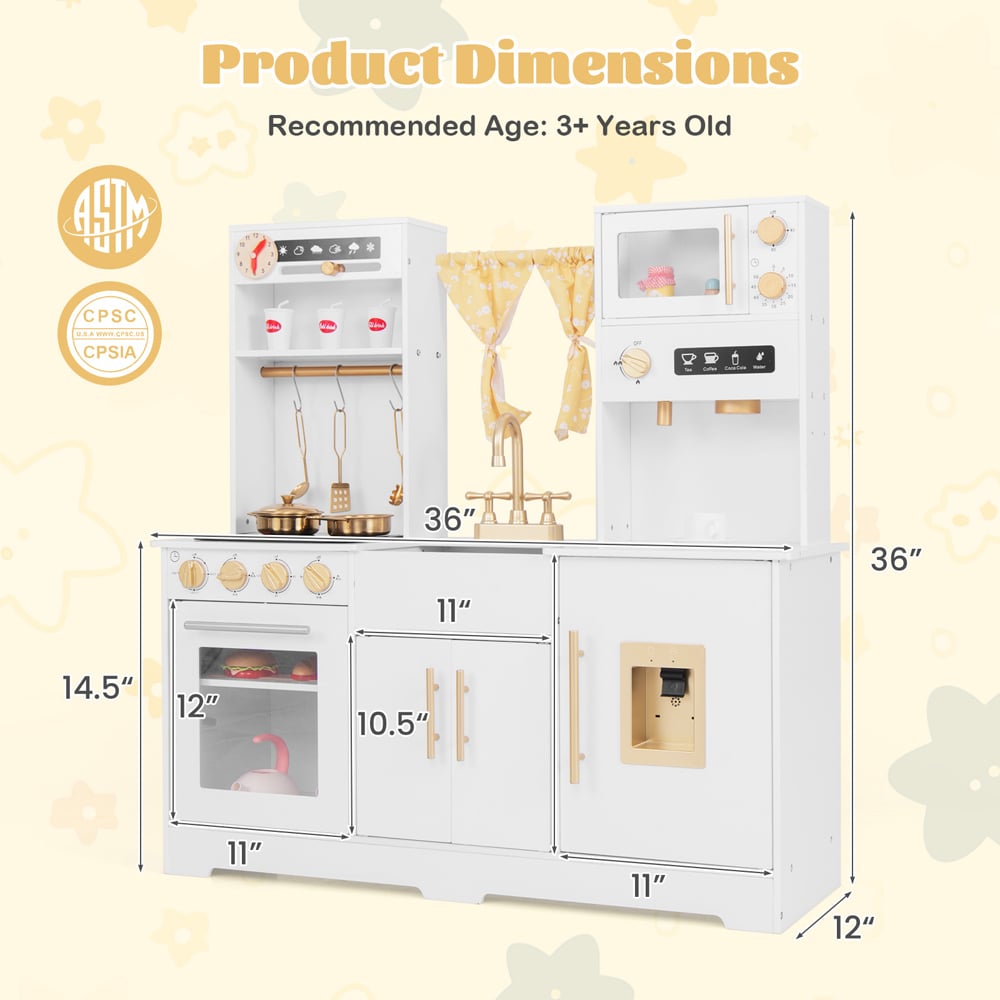 Costway Kids White Kitchen Playset Image 9