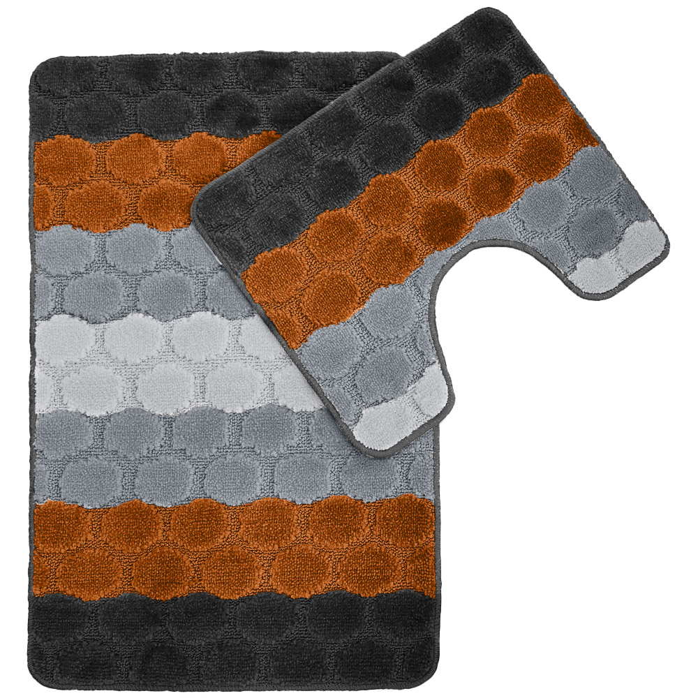 Velosso Hex Stripe Orange Bath Mat Set Image 1